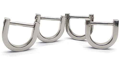 ZLYY 4Pcs 14mm/0.55" Mini U Shape D Ring with Closing Screw Shackle, for Buckle, DIY Leather Craft Purse Keychain, Silver