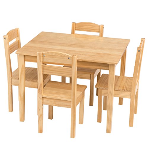Costzon Kids Table and Chair Set Pine Wood