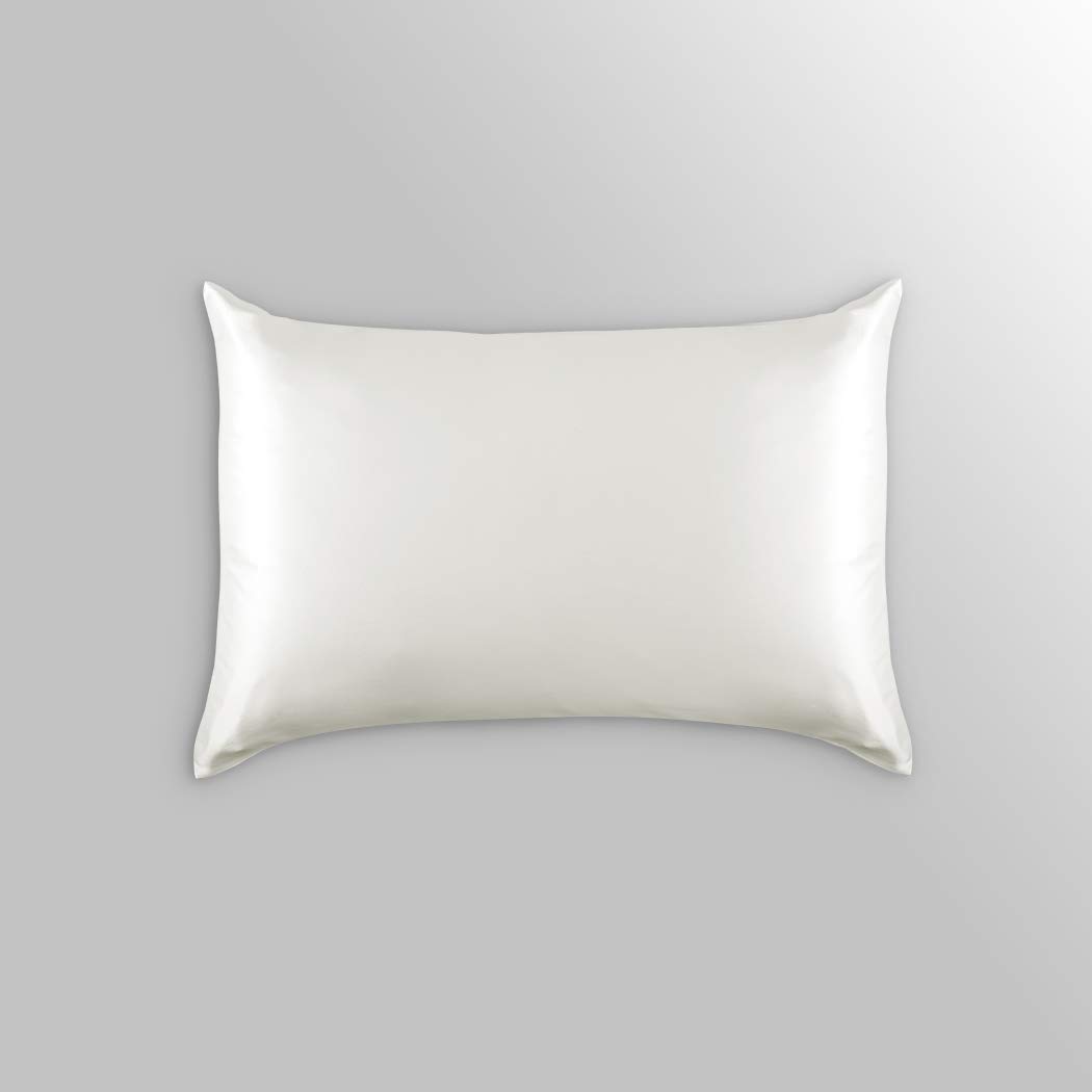 ALASKA BEAR Luxurious 25 Momme Silk Pillowcase, 100% Mulberry Silk Pillow Case Cover, Queen (1, Ivory(Natural Undyed White))