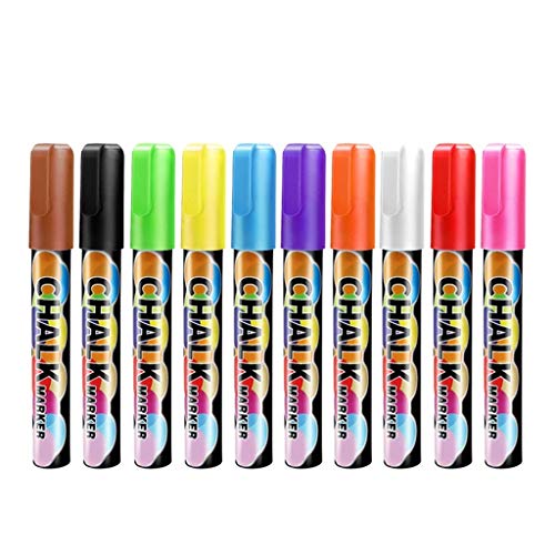 Liquid Chalk Markers Highlighters Chalk Pens & Markers Glass & Window Pens for Art LED Menu Board Bistro Boards Chalkboard Blackboard Whiteboard (A- 10 PC)
