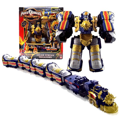 Power Rangers Bandai Year 2006 Mystic Force 10 Inch Tall Electronic Zord Action Figure - Solar Streak Megazord with Lights and Sounds, 2 Modes to Play (Zord Mode and Train Mode) Plus Exclusive Poster