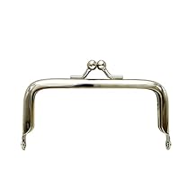 3dancraftit Iron Rectangle Glue in Kiss Clasp Lock Coin Purse Pouch Bag Clutch Frame for Purse Bag Making 3 1/2" x 2" / 9cm x 5cm Nickel C56