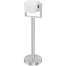 YUMORE Toilet Paper Holder Free Standing, Stainless Steel Toilet Paper Stand, Weighted Base Floor Tissue Roll Holder for Bathroom,Gold 200UP