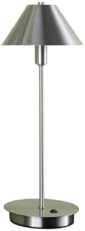 CHARMMA 17.5 Table Lamp, G-9 LED Metal Bedside Table Lamp, Small Conical Shade Lamps with Round Base, Modern Silver Nickel Desk Lamps for Living Room, Bedroom, Dining Room Bulbs Not Included