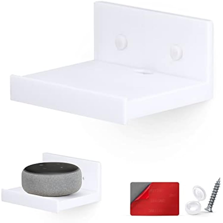 BRAINWAVZ 5 Small Floating Shelf, Adhesive & Screw in, for Bluetooth Speakers, Cameras, Plants, Toys, Books & More, Easy to Install Shelves Shelf SF2105, White