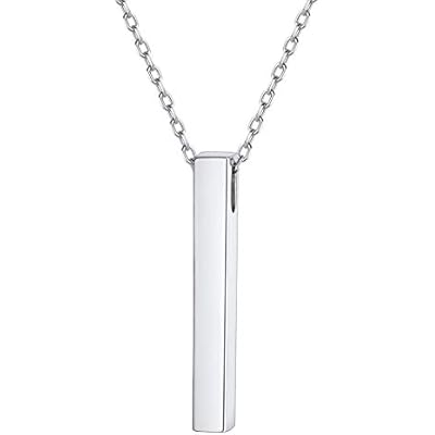 ChicSilver Customizable Vertical Bar Pendant Necklace 925 Sterling Silver Y Necklace Simple Fashion Jewelry Gifts for Women