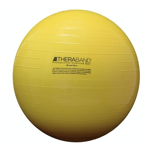 THERABAND Standard Exercise Ball, 18 Yellow Stability Trainer for 475 Users, Yoga & Pilates Ball, Balance & Core Trainer, For Athletes Fitness at Gym & Home