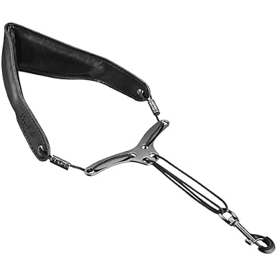 POGOLAB Saxophone Neck Strap, Leather Sax Strap with Soft & Comfortable Padded, Adjustable Length, with Metal Beam & Swivel Hook, for AltoTenorBaritoneSoprano Saxophone