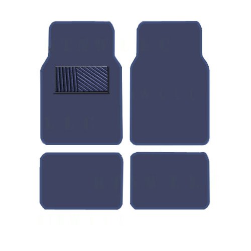 A Set of 4 Universal Fit Plush Carpet Floor Mats for Cars - Navy Blue