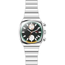 FANMIS Men's Classic Square Fashion Sport Designer Dress Watch Chronograph Waterproof Luminous Wristwatch Business Work with Calendar Elegant Gifts for Men,Stainless Steel Band