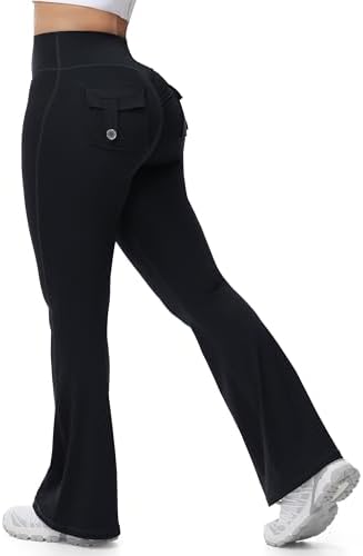 Tapata Flare Leggings for Women 28303234 Petite Tall Long Inseam Butt Lift Yoga Pants with Pockets Gym Scrunch Workout