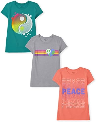 The Childrens Place Girls All Holidays,Birthdays Short Sleeve Graphic T-Shirts,3 Pack