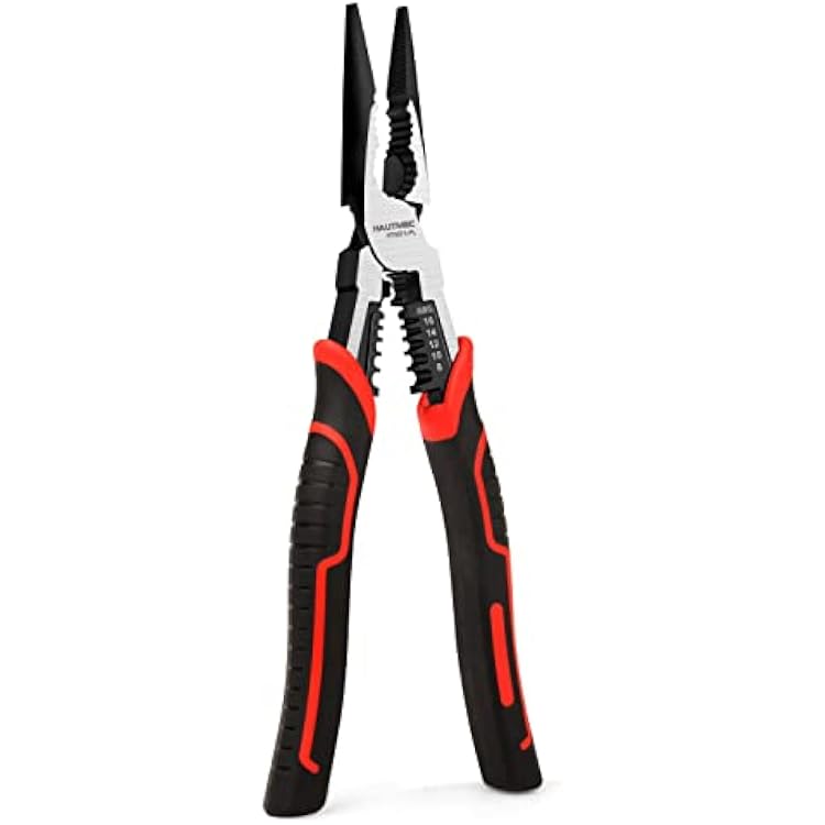 HAUTMEC 9 Needle Nose Pliers High Leverage Combination Pliers 4 in 1 Multifunctional Heavy Duty Long Nose Pliers HT0274-PL