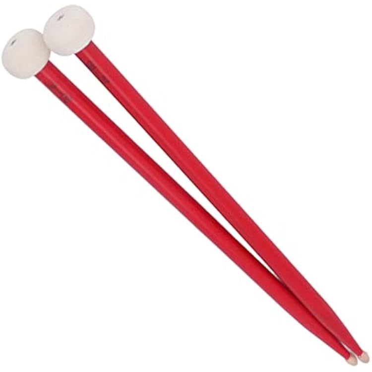 2Pcs Drum Mallet Kit Non Slip Wooden Handle Felt Head Drum Sticks For Bass Drums Timpani Snare DrumsRed Performance Accessory