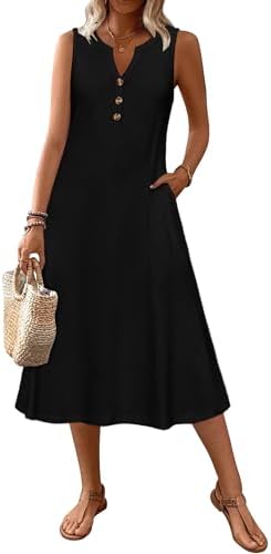 Zeagoo Summer Dress for Women 2026 Sleeveless Tank Midi Dress Vacation Beach Sundress Aline Boho Clothing