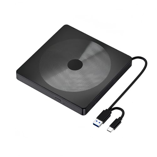 External DVD Drive USB 3.0USB-C Portable, CD DVD Burner Writer for Laptop PC, External CD Drive Compatible with Windows 111087, Mac OS, Linux Desktop