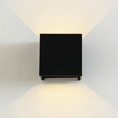 LED Wall Light Outdoor, 6W 800LM 3000K Up and Down Modern Wall Lights IP65 Waterproof Square Wall Lamp for Outdoor Garden Balcony Wall, Beam Angle Adjustable Wall Wash Lighting