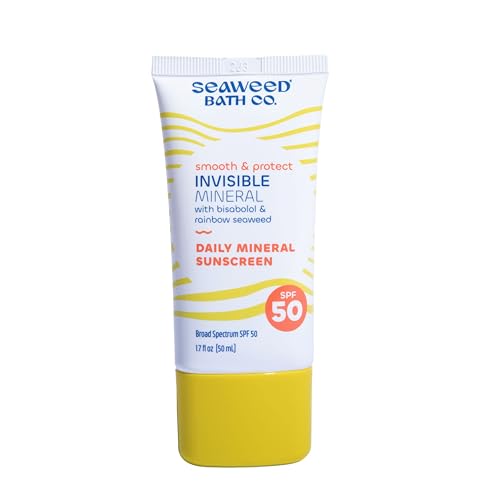 Seaweed Bath Co Smooth & Protect Invisible Mineral Sunscreen SPF 50 - Lightweight, Non-Greasy Zinc Oxide Face Sunscreen Gel - Daily Fragrance Free Moisturizer Primer with SPF, 1.7 oz