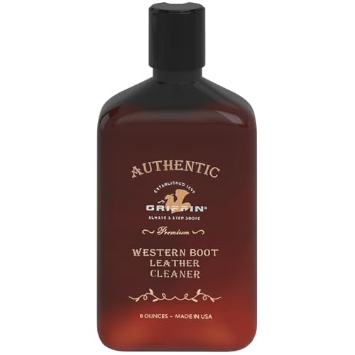 Griffin Boot Care Leather Cleaner 8 oz Gently Cleans Footwear, Apparel & Interiors Non-Toxic, Non-Darkening, Made in USA Leather Cleaner for Cowboy Boots, Furniture, Cars & More
