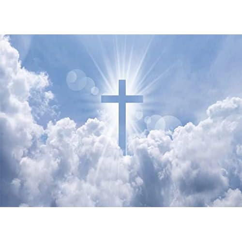 BELECO 5x3ft Fabric Jesus Christian Cross Backdrop Holy Spirits Easter Backdrop Christian Party Church Events Background Heaven Sent Theme Decoration Banner Religious Photo Background