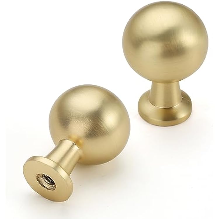 Asidrama 10 Pack Brushed Gold Kitchen Cabinet Knobs Dresser Knobs Drawer Knobs Cabinet Hardware Zinc Knobs for Dresser Drawers, Single Hole Knob