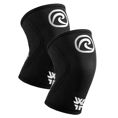 Rehband x World Fitness Project 5mm Knee Sleeves for Functional Training, Cross-Training & Powerlifting, WFP Edition, Unisex, Colour:Black - 1 Pair, Size:Medium