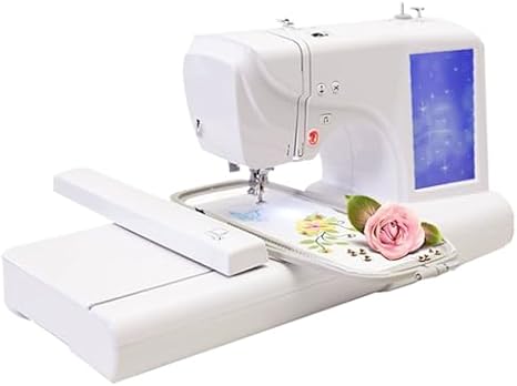 Embroidery Machine, Automatic Sewing Machine with LCD Display, Mute Operation, USB Transfer, Includes Two Hoops and 162 Built-In Designs