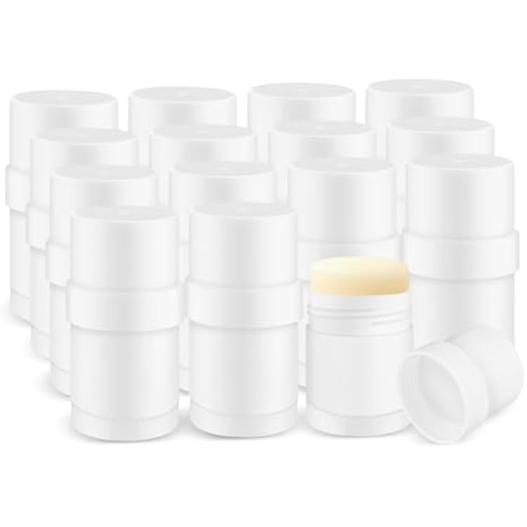 15 Pcs Plastic White Empty Deodorant Containers, Twist-up DIY Deodorant Tubes, Top Filling Refillable Lip Balm Tubes, 30ml1oz