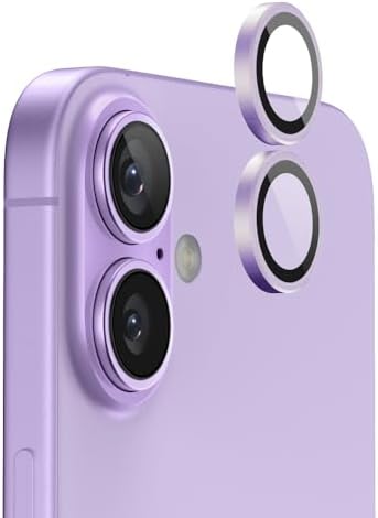 FLOLAB NanoArmour for iPhone 17 Camera Lens Protector Durable, Tempered Glass Camera Cover, Aluminum Camera Ring, Anti Reflective TruColors Ultra Clear, and Easy to Install - Light Purple