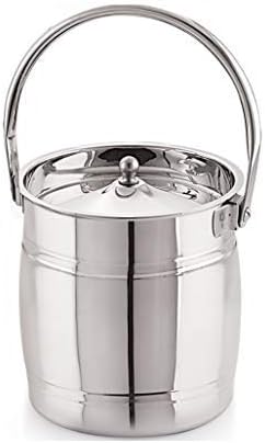 Priya Stainless Steel Apple Milk Can/Milk Barni/Milk Pot/Oil Can (with Lid) - Capacity 1.2 Litre and Diameter - 4.9 inches