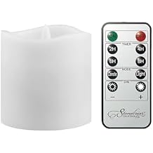 Stonebriar 6 Count White Real Wax 3x3 Flameless LED Pillar Candles with Remote and Timer