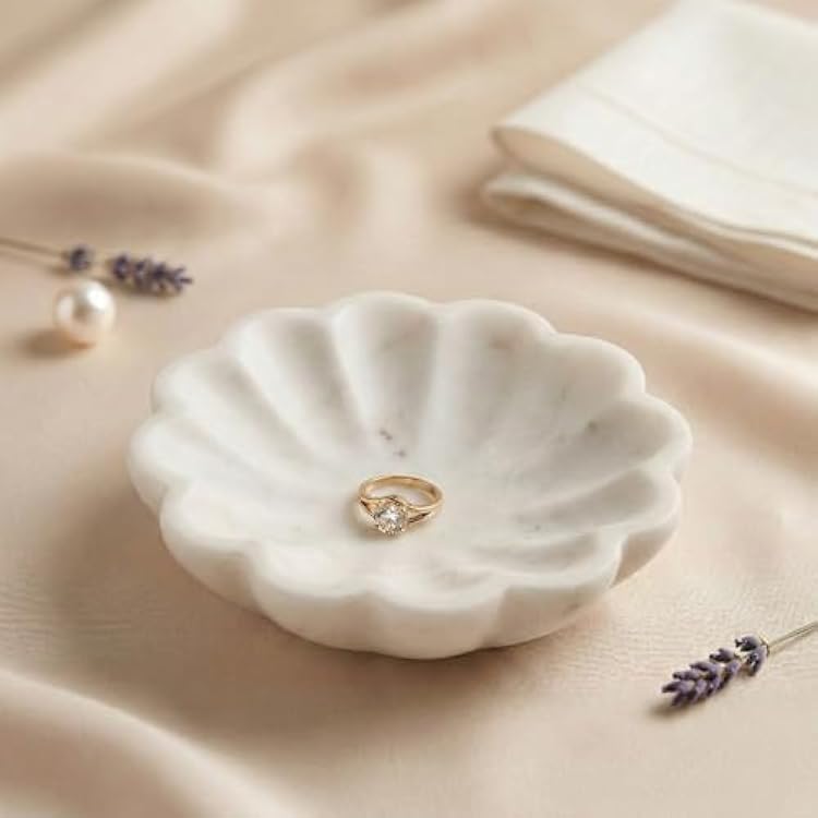 Handcrafted Marble Jewelry Tray, Decorative Trinket Dish for Rings Earrings Necklace Bracelet, Key Bowl, Ideal Gift for Mother Sister Daughter Friends, Birthday Wedding Christmas 5