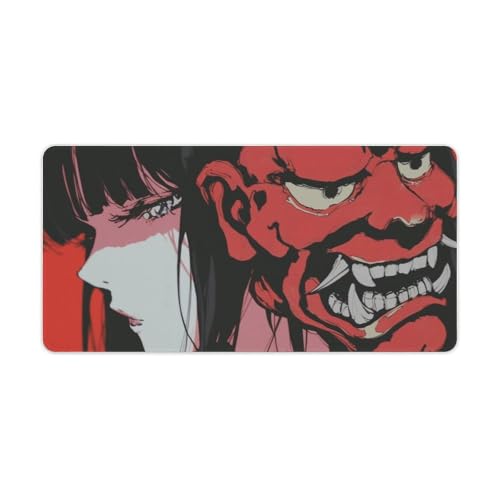 Japanese Female Samurai Anime Girl Large Mouse Pad Gaming Mousepad Keyboard Computer Pad Non-Slip Rubber Desk Mat Home Office 30x60cm