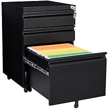 Lateral File Cabinet, Under Desk 2 Drawer Mobile File Cabinet, Metal Vertical File Cabinets with Lock and Swivel Wheels, Pre Assembled, Suitable for File Box, Legal, Letter, A4. White