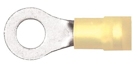 163406-100 Premium Nylon Ring Double Crimp, 5/16" Stud/Tab Size, 12-10 Wire Gauge, Color, 600V Rating, Copper, Yellow (Pack of 100)