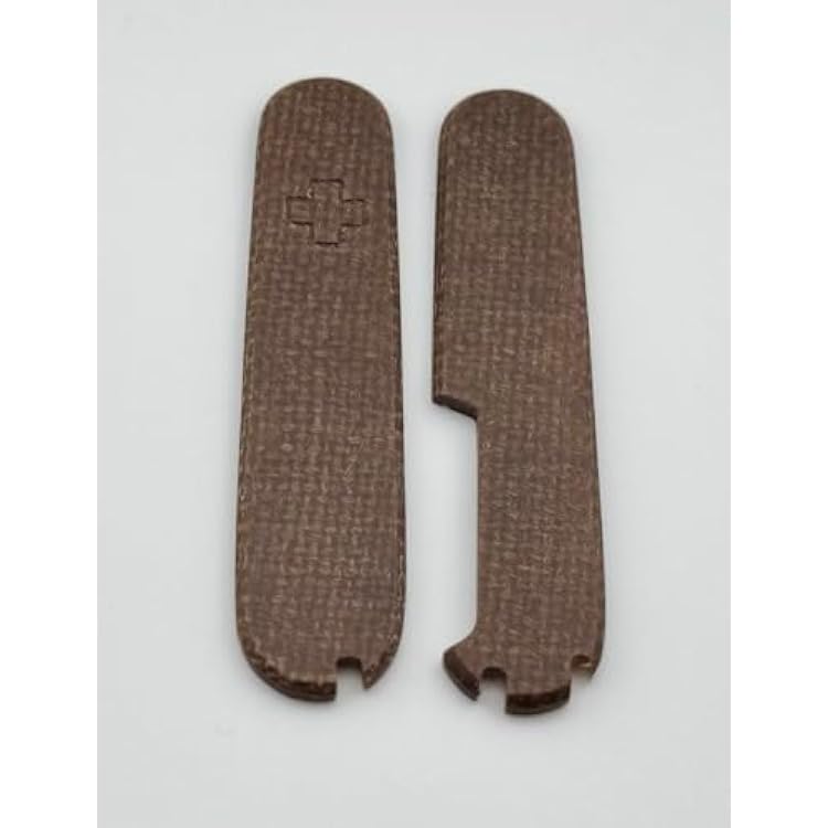 Replacement Covers For Victorinox Scales Plus 91mm Canvas Burlap Micarta Handles With Toothpick Tweezers Pin And Ballpoint Pen Slots Small Brown