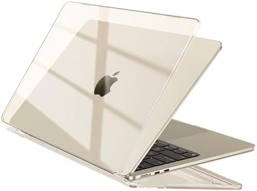EooCoo Case Compatible with MacBook Air 13 inch M5 2026-2022 M4 M3 M2 A3449 A3240 A3113 A2681, Crystal Hard Shell Scratch Resistant Protective Cover for Mac Air 13.6 inch, Starlight