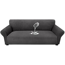 Waterproof Couch Cover, Stretch Non-Slip Sofa Slipcover with Elastic Bottom That Stays in Place - Leakproof Furniture Protector for Kids and Pets - Washable (Sofa, Dark Gray)