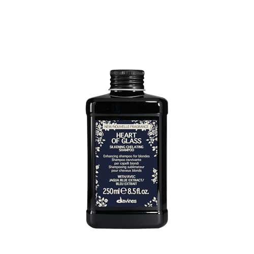 Davines Heart of Glass Silkening Shampoo, Enhancing Blue Shampoo for Blonde & Silver Hair - Gentle Cleanser with Jagua Blue Extract Balances Tones, Illuminates & Nourishes Weightlessly