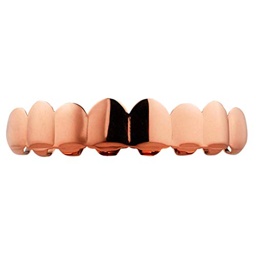 NIVS BLING | 18k Yellow, Silver, and Rose Gold-Plated Stainless Steel 8 Teeth Grillz | Men and Women Fashion Jewelry | Top, Bottom, Set