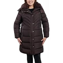 Plus Size Zip-front Hooded Heavy Weight Puffer Jacket With Button-off Fur Collar