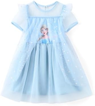 Disney Frozen Elsa Minnie Princess Winnie Girl Dress Ruffle Short Sleeve Tulle Skirt Summer Clothes Kids Outfit BabyToddler