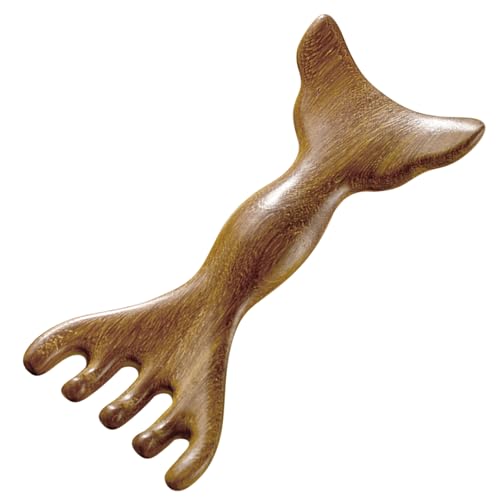Sandalwood Scalp Massager Dual Head Five Claw Massage Comb for Head Eye Shoulder and Neck Manual Massager Tool for Women Men