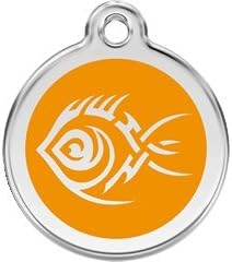Red Dingo Custom Engraved Dog ID Tag - Tribal Fish Medium/Orange