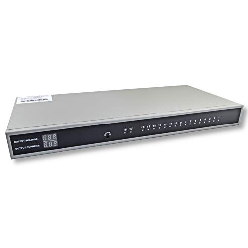 1U Rack Mount DC Distributed Power Box 18 Channel DC 12V 20 Amp Reset Fuse, 4ft Replaceable AC Power Cord, for Security Cameras, DVRs, CCTV 12v 20A Power Supply