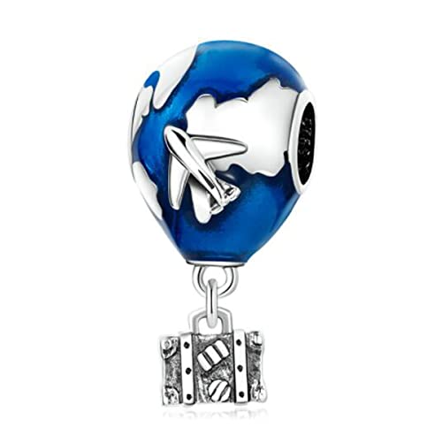 Yellow Enamel Motorcycle Charm 925 Sterling Silver Car Charm Pendant Travel Charm Bracelets for Women Mothers Day Valentines Day Christmas Charm Blue Plane Hot Air Balloon Charm