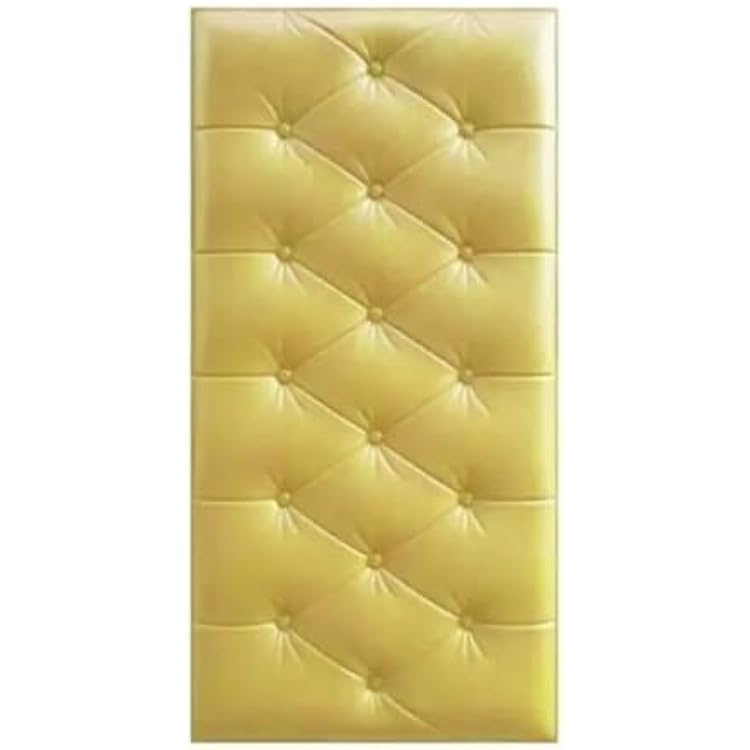 3D Self-Adhesive Foam Wall Panels, 29 x 13 x 2 Inch, Premium Anti-Collision, Leather Covering Decor, Soft Cushion for Wall Covering, Kids Bedrooms, Headboards, Waterproof, 5 unidades Gold 5 ud