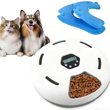 Automatic Cat Feeder Wet Food,Cat Food Dispenser with Timer,Auto Pet Feeder Refrigerated -For Cats and Small Dogs, Wet or Dry Food, 6 Meals per Day (White)