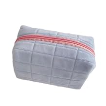 1 PCS Plush Makeup Bag Makeup Pouch Glossier Bag Cosmetic Bag Skincare Bag Puffy Padded Makeup Bags Storage Bag for Women Girls