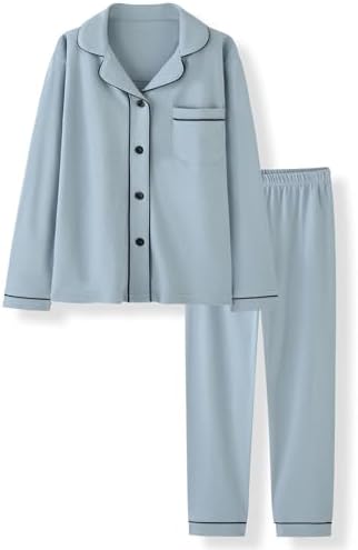 ACESTAR Kids Girls Boys Cotton Pajamas Set Long Sleeve Button Down Pjs Sleepwear Loungewear 2 Piece Set for Daily Size 3-12